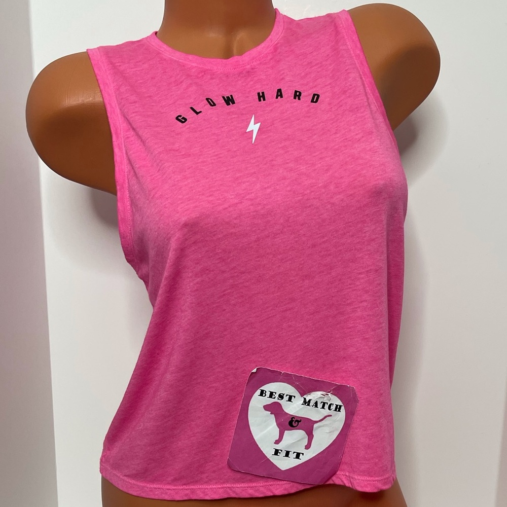 Victoria’s Secret PINK XS Logo Tank Top Workout Glow Hard Crewneck